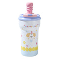 Kids Insulated Straw Cup 600ml – 316 Ceramic-Coated Steel, Dust-Proof Cap, 2-in-1 Dual Drink, Cute Animal Design