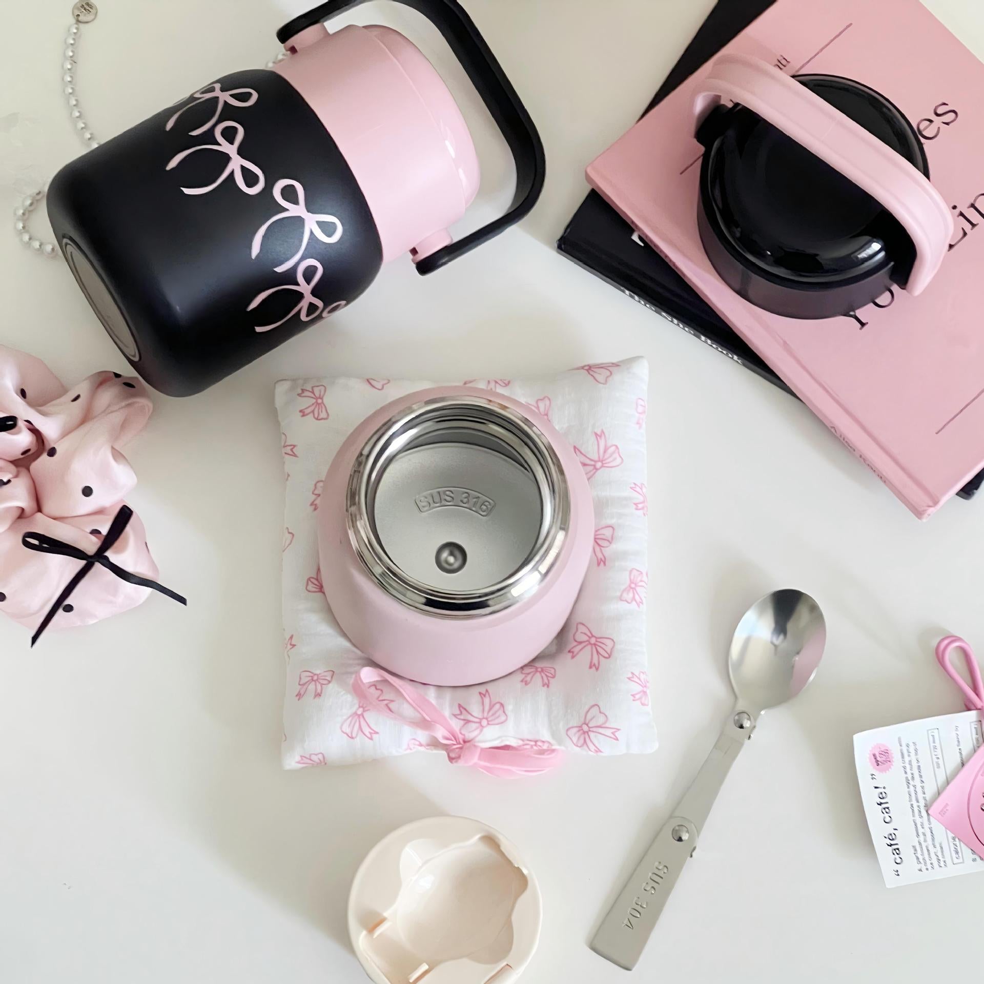Kids Vacuum Insulated Lunch Box 660ml – 316 Stainless Steel, 12-24Hr Insulation, Cute Cherry & Butterfly Design
