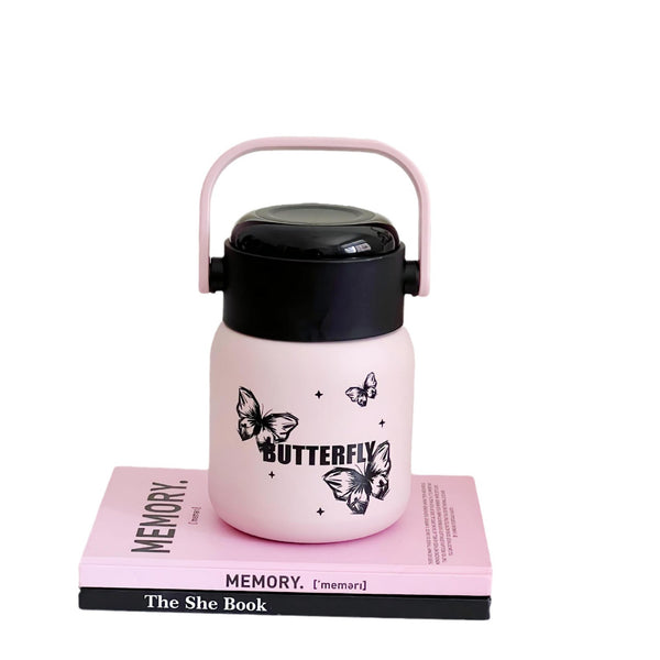 Kids Vacuum Insulated Lunch Box 660ml – 316 Stainless Steel, 12-24Hr Insulation, Cute Cherry & Butterfly Design