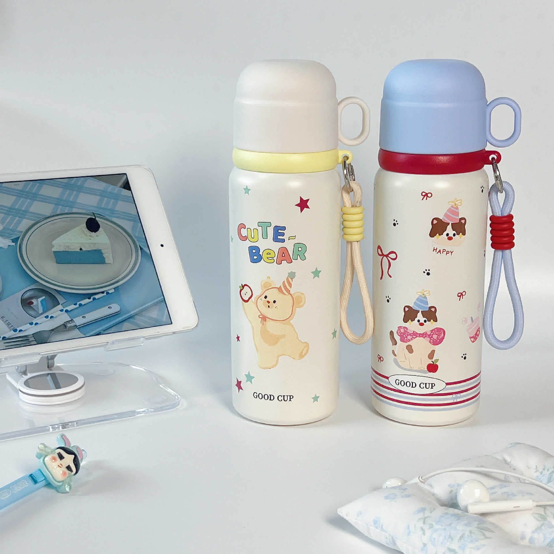 Kids Cute Animal Insulated Water Bottle 550ml – 316 Stainless Steel, Vacuum Thermos, 6-12Hr, Drop-Resistant