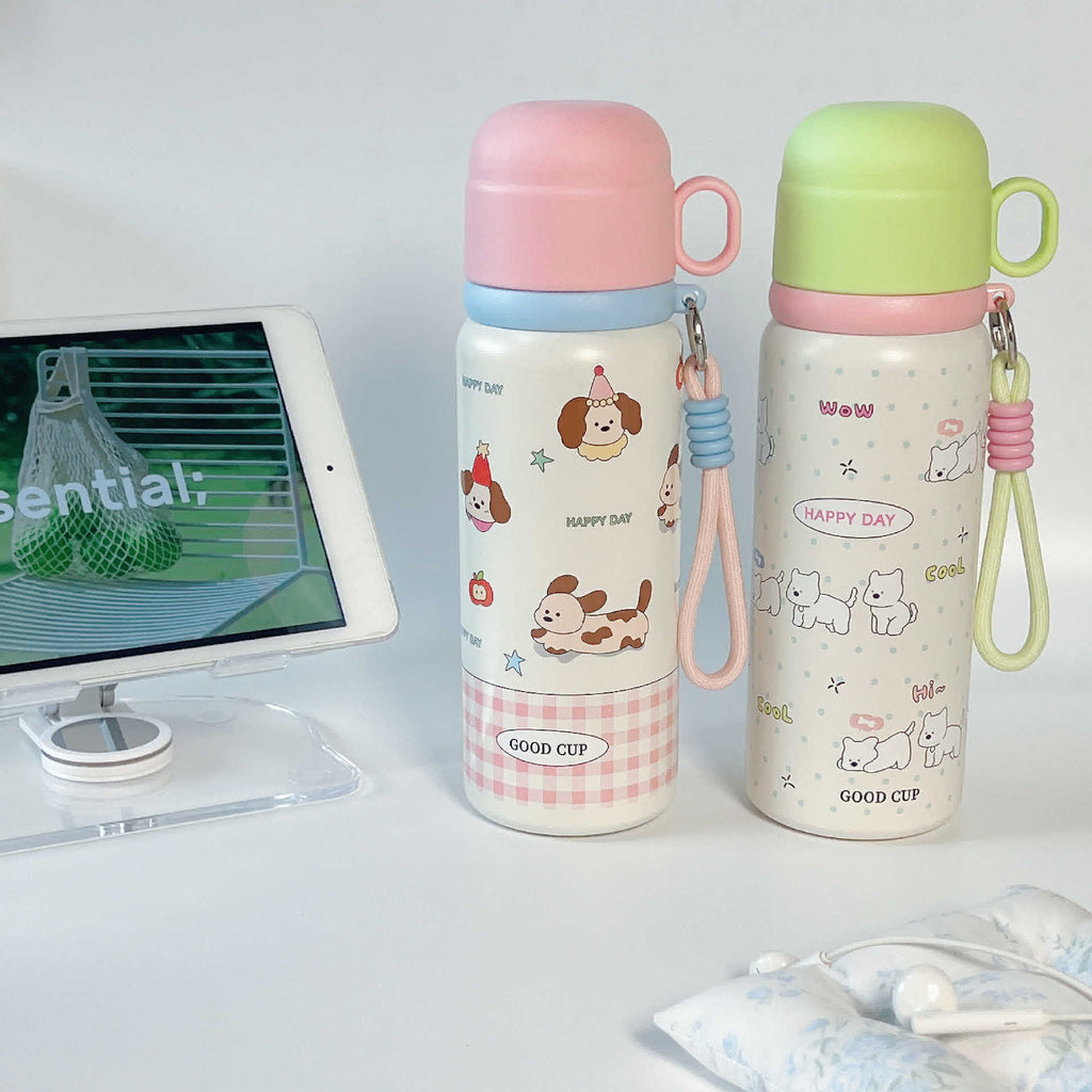 Kids Cute Animal Insulated Water Bottle 550ml – 316 Stainless Steel, Vacuum Thermos, 6-12Hr, Drop-Resistant