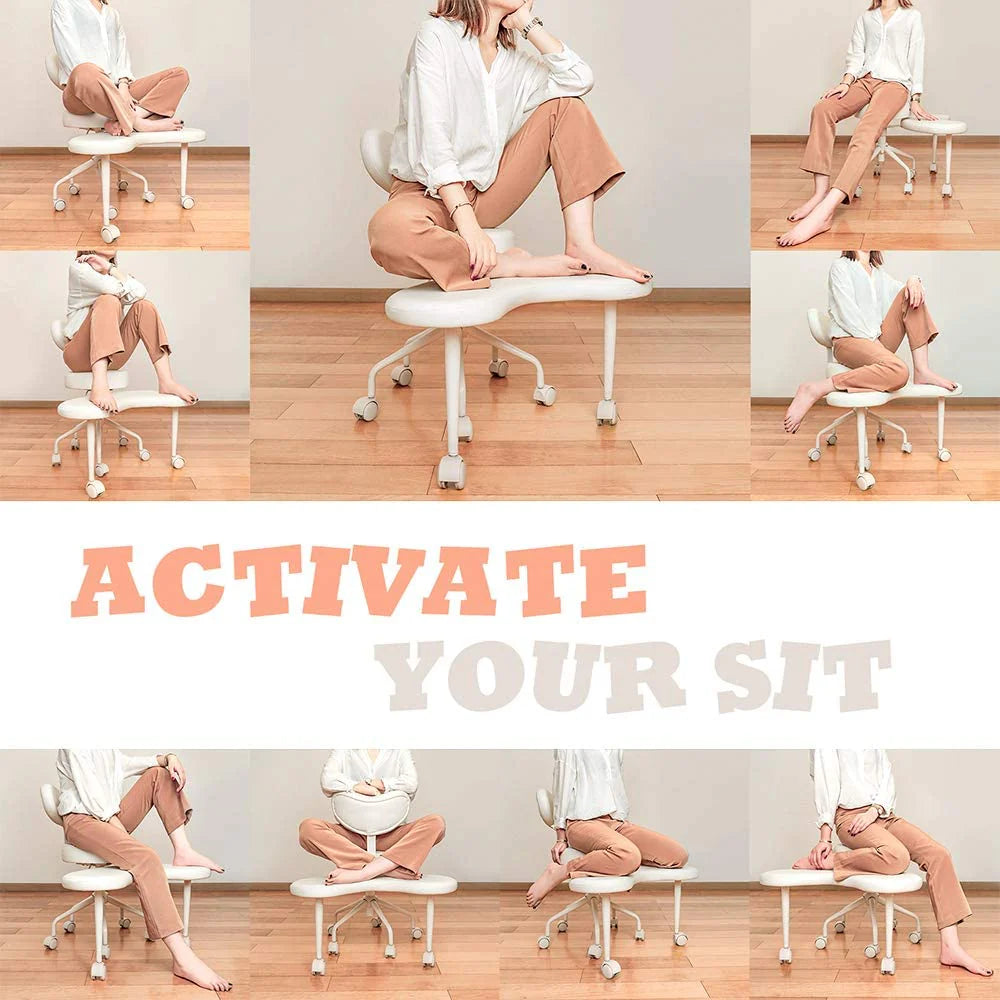 Meditation Chair, Home Office Desk Chair, Cross Legged Chair with Lumbar Support and Adjustable Stool